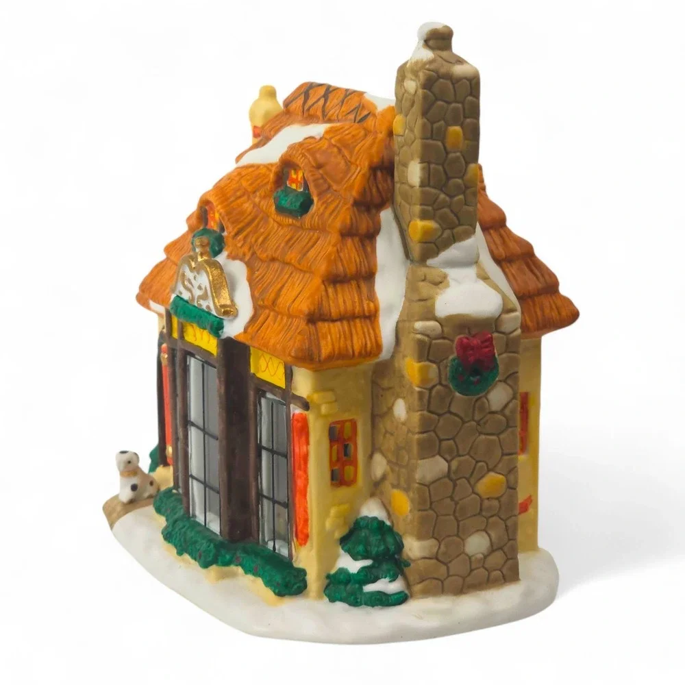 VTG 1998 Santa's Workbench Interior View Cottage House Village Lighte
